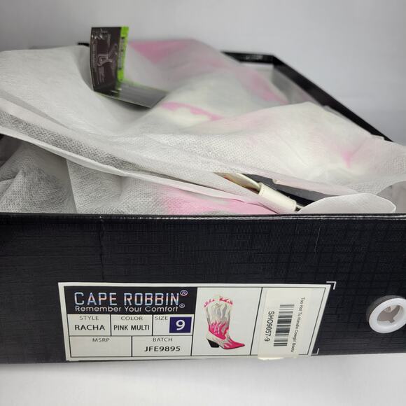Cape Robbin RACHA Pink Multi Silver Flame Cowboy Boots NEW Women's Size 9 - Picture 11 of 13